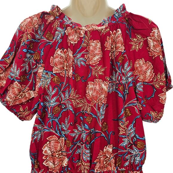Band of the Free Womans size L Connie Garnet Floral Mini Dress Tassel Tie NEW - Picture 5 of 8